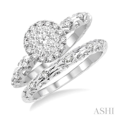 Round Shape Halo Lovebright Diamond Wedding Set