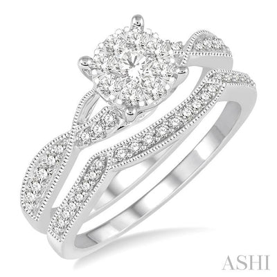 Round Shape Lovebright Diamond Wedding Set