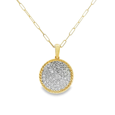 Diamond Pave Pendant with Paperclip Chain
