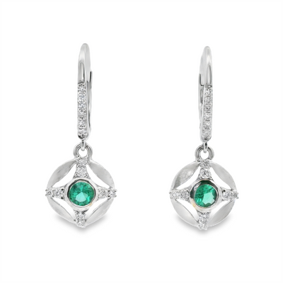 Emerald & Diamond Leverback Earrings