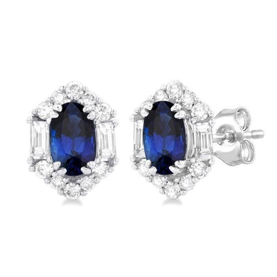 Sapphire & Diamond Stud Earrings