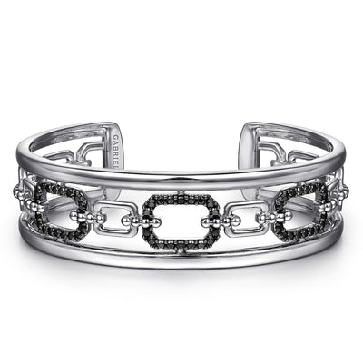 Bujukan Sterling Silver Black Spinel Bangle Bracelet