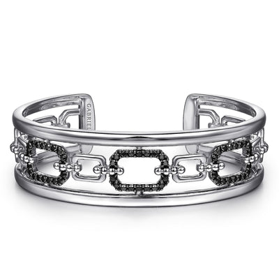 Bujukan Sterling Silver Black Spinel Bangle Bracelet