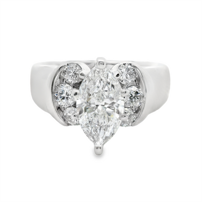 Marquise Diamond Wide Engagement Ring