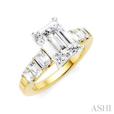 Emerald Shape Semi-Mount Diamond Engagement Ring