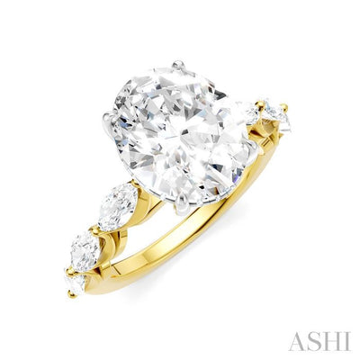 Oval Shape Semi-Mount Diamond Engagement Ring