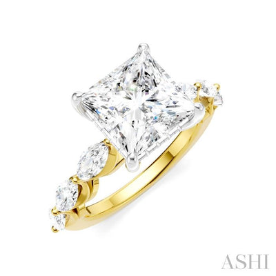 Princess Shape Semi-Mount Diamond Engagement Ring