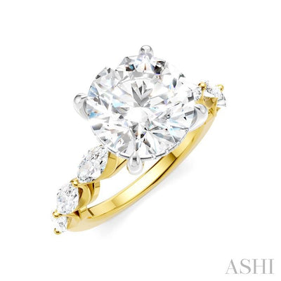 Round Shape Semi-Mount Diamond Engagement Ring