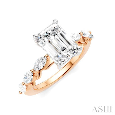 Emerald Shape Semi-Mount Diamond Engagement Ring