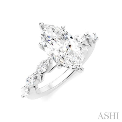 Marquise Shape Semi-Mount Diamond Engagement Ring