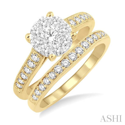 Round Shape Lovebright Diamond Wedding Set