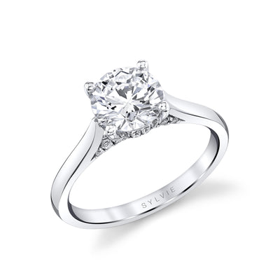 Round Diamond Accented Engagement Ring