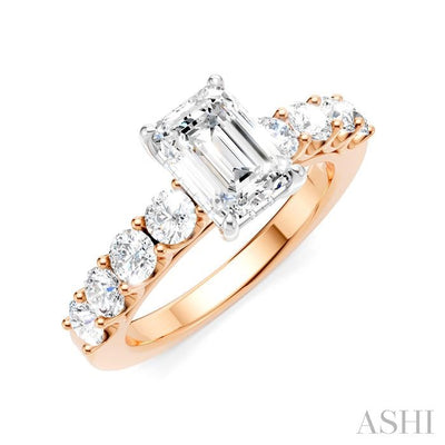 Emerald Shape Semi-Mount Diamond Engagement Ring