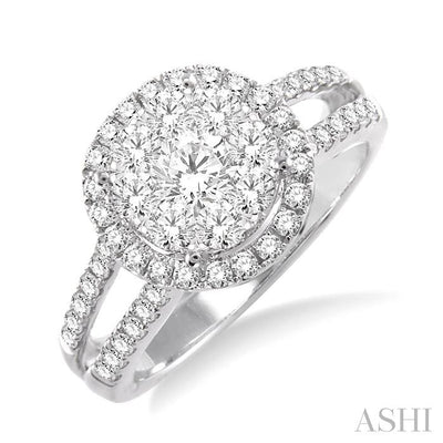 Round Shape Halo Lovebright Diamond Engagement Ring