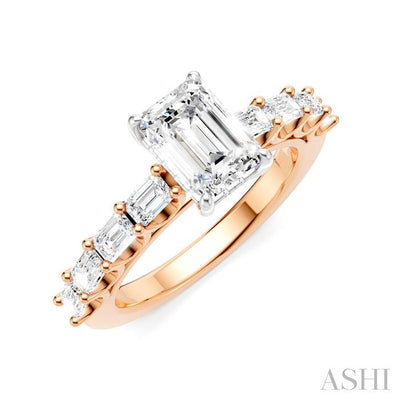 Emerald Shape Semi-Mount Diamond Engagement Ring