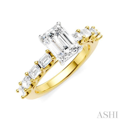 Emerald Shape Semi-Mount Diamond Engagement Ring