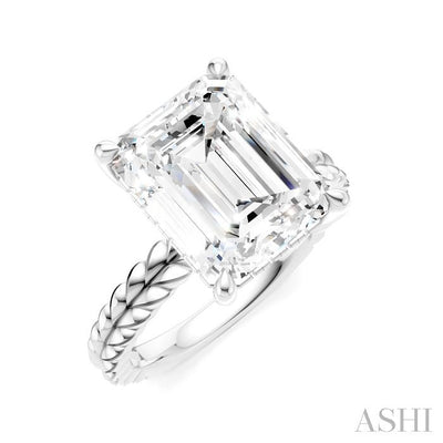 Emerald Shape Semi-Mount Diamond Engagement Ring
