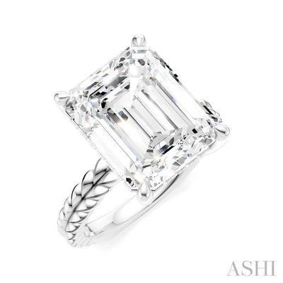 Emerald Shape Semi-Mount Diamond Engagement Ring