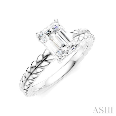 Emerald Shape Semi-Mount Diamond Engagement Ring