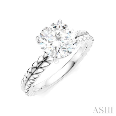 Round Shape Semi-Mount Diamond Engagement Ring