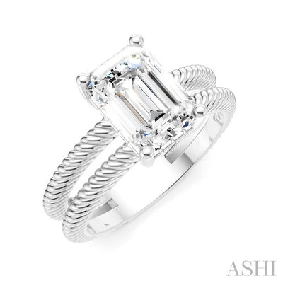 Emerald Shape Semi-Mount Diamond Engagement Ring