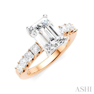 Emerald Shape Semi-Mount Diamond Engagement Ring