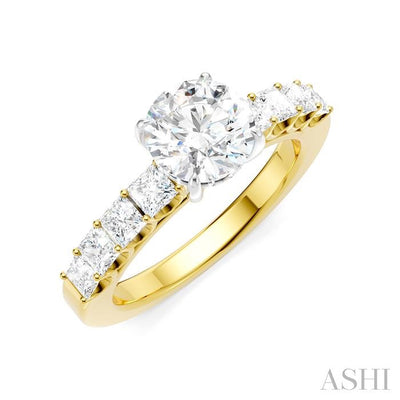 Round Shape Semi-Mount Diamond Engagement Ring
