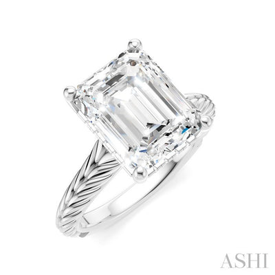Emerald Shape Semi-Mount Diamond Engagement Ring