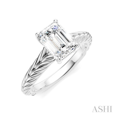Emerald Shape Semi-Mount Diamond Engagement Ring