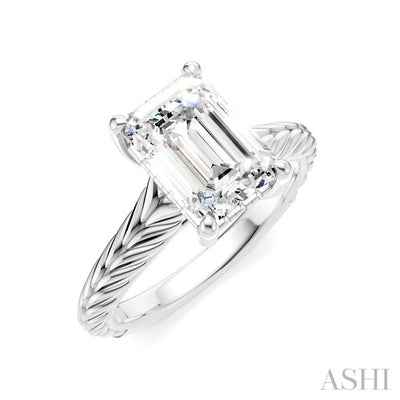 Emerald Shape Semi-Mount Diamond Engagement Ring