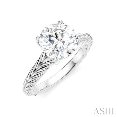 Round Shape Semi-Mount Diamond Engagement Ring