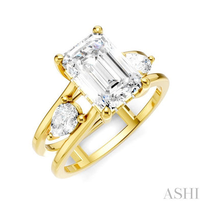 Emerald Shape Semi-Mount Diamond Engagement Ring