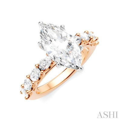 Marquise Shape Semi-Mount Diamond Engagement Ring