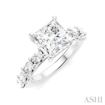 Princess Shape Semi-Mount Diamond Engagement Ring