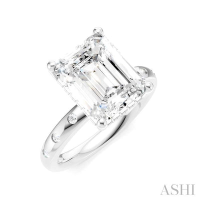 Emerald Shape Semi-Mount Diamond Engagement Ring