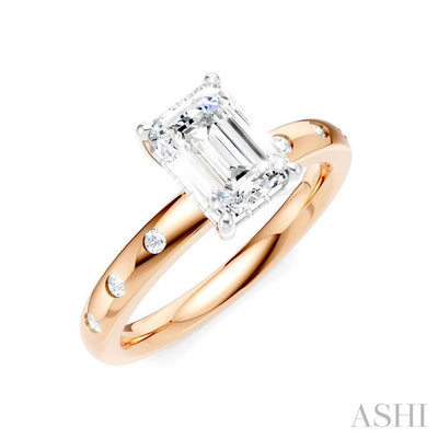 Emerald Shape Semi-Mount Diamond Engagement Ring