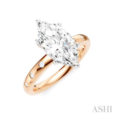 Marquise Shape Semi-Mount Diamond Engagement Ring