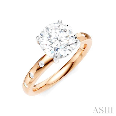 Round Shape Semi-Mount Diamond Engagement Ring