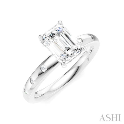 Emerald Shape Semi-Mount Diamond Engagement Ring