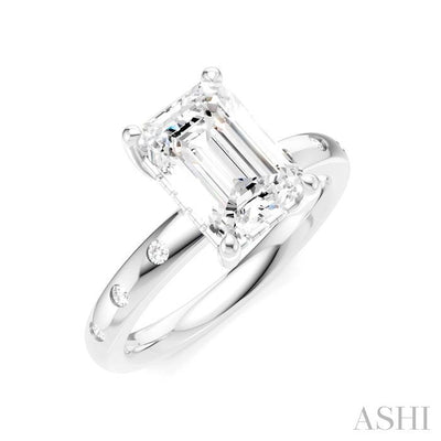 Emerald Shape Semi-Mount Diamond Engagement Ring