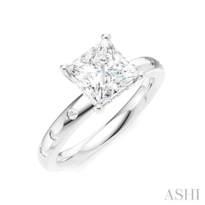 Princess Shape Semi-Mount Diamond Engagement Ring
