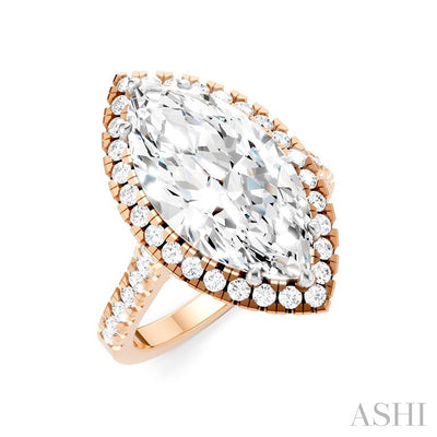 Marquise Shape Semi-Mount Halo Diamond Engagement Ring
