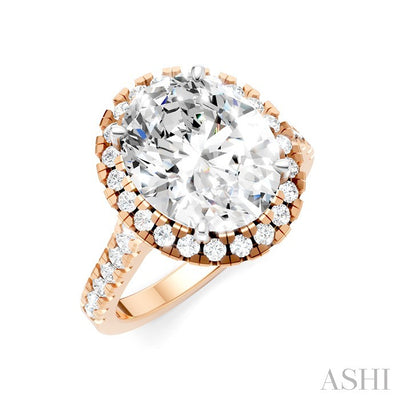 Oval Shape Semi-Mount Halo Diamond Engagement Ring