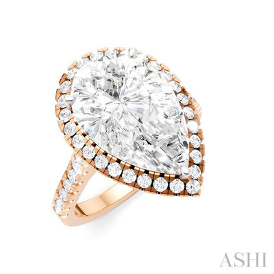 Pear Shape Semi-Mount Halo Diamond Engagement Ring