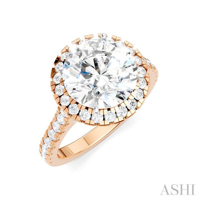 Round Shape Semi-Mount Halo Diamond Engagement Ring