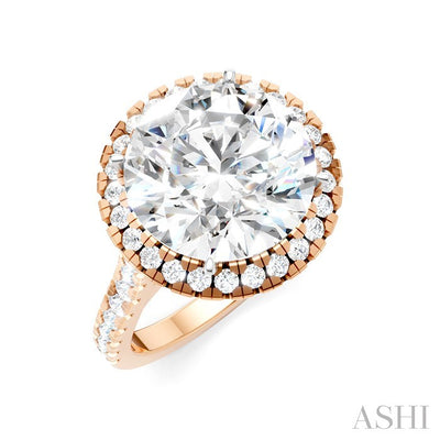 Round Shape Semi-Mount Halo Diamond Engagement Ring