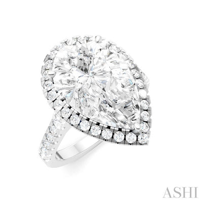 Pear Shape Semi-Mount Halo Diamond Engagement Ring