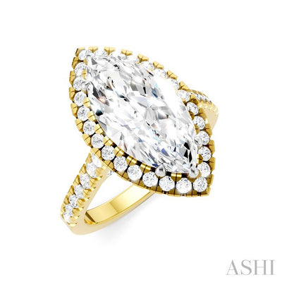 Marquise Shape Semi-Mount Halo Diamond Engagement Ring