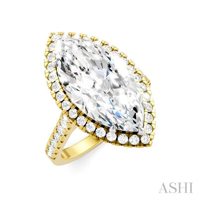 Marquise Shape Semi-Mount Halo Diamond Engagement Ring
