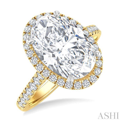 Oval Shape Semi-Mount Halo Diamond Engagement Ring